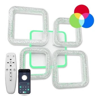 Люстра светодиодная потолочная LUMINARIA ICEBERG OVAL RGB 60W 4S WHITE/ICE светильник LED (с пультом)