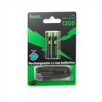 Аккумуляторы AAA Hoco JA4 1.5V 1200mWh Li-ion USB-C LR03 – перезаряжаемые батарейки с Type-C, 2 шт