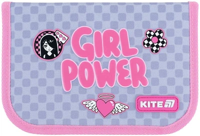 Пенал школьный Kite Girl's Power 1 отделение 20.5x14x4 см Серый с розовым (K26-621-5)