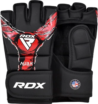Тренувальні рукавиці RDX GRAPPLING GLOVES NEW AURA F17 чорний, червоний Унісекс L