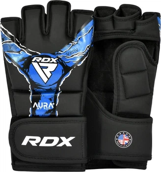 Тренувальні рукавиці RDX GRAPPLING GLOVES NEW AURA F17 чорний, синій Унісекс L