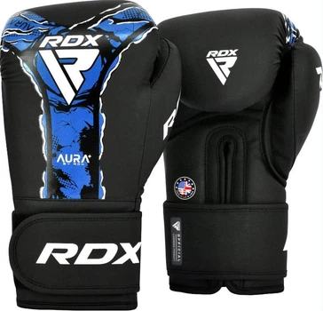 Боксерские перчатки RDX BOXING GLOVES NEW AURA F17 черный, синий Унисекс 14 унций BGR-F17BU