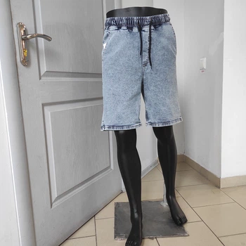 Шорты мужские Baggy джинсовые пояс на резинке шнурок 36 светло -голубые