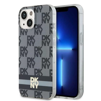 Чехол DKNY Checkered Mono Pattern & Printed Stripes для iPhone 15 / iPhone 14 / iPhone 13 Black with MagSafe (DKHMP15SHCPTSK)