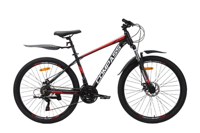 Велосипед CrossBike COMPASS 27.5" 17" Чорний-Червоний