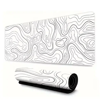 Килимок для миші 600х300х2 мм. White Contour, белый с линиями, из ткани и резины, Control-поверхность, прошитые края