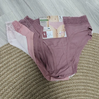 Женские трусы Esmara Culotte набор 5 шт с кружевом, хлопок, розовые-беж S
