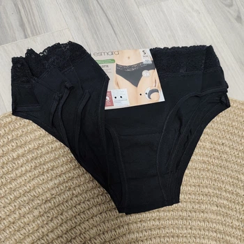 Женские трусы Esmara Culotte набор 5 шт с кружевом, хлопок, черные XL