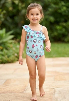 Купальник слитный детский Primark Hello Kitty для девочки, с рюшами 116 см.