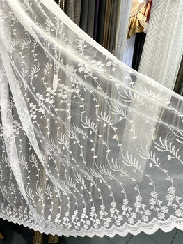 Тюль жакардовий із дрібною квіткою, білий, висота 2,80 м х 1 м.пог.