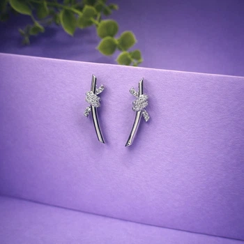 Серебряные серьги с фианитами Узел