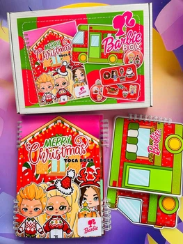 Новорічний подарунковий набір альбомів на липучках Тока-Бока Barbie box Merry Christmas