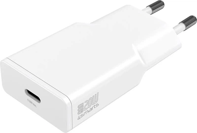 Зарядний пристрій 4smarts Wall Charger PDPlug Slim 20W GaN 1C and USB-C Cable 1.5m White (4252011909032)