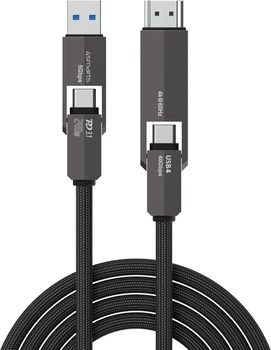 Кабель 4smarts USB4 HDMI Cable ComboCord 240W 1.5 m Black (4252011911769)