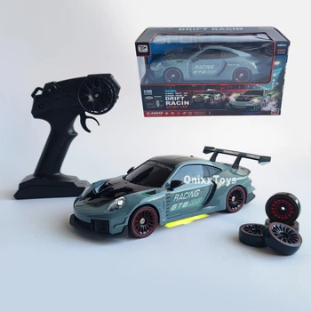 Машинка для дрифта на радиоуправлении Порш Porsche 911 GT3 RS с неоновой подсветкой и Паром 24 см (Gray-blue)