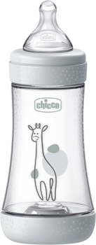 Бутылочка для кормления пластиковая Chicco Perfect 5 с силиконовой соской 2+ месяцев 240 мл Серая (20223.32.40)