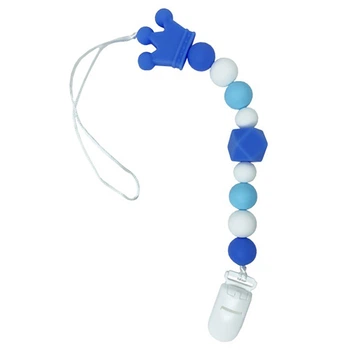 Ланцюжок для пустушки "Корона" Mega Zayka MGZ-0511(Blue) силіконовий