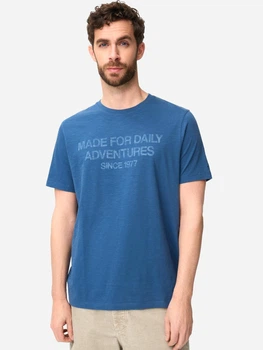 Футболка хлопковая длинная мужская Camel Active T-shirts 1/2 sleeves 409700-7T54-44 2XL Темно-синяя с принтом (4063366241247)