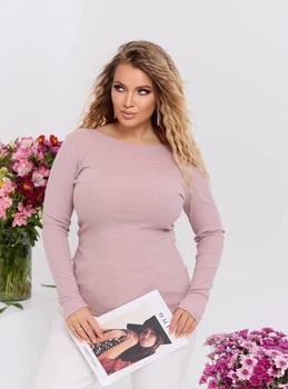 Лонгслив женский трикотаж рубчик однотонный приталенный летний G&M k-122679 60-62 Размер цвет бежевый