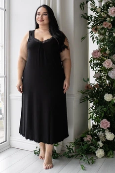 Ночная рубашка длинная XXL+ Нч1230 Чорный, 3XL