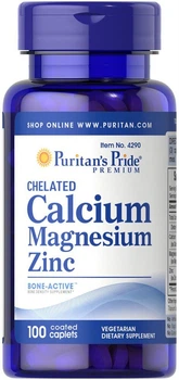 Кальцій Магній Цинк Хелат Puritan's Pride (Chelated Calcium Magnesium Zinс) 100 капсул PTP14290