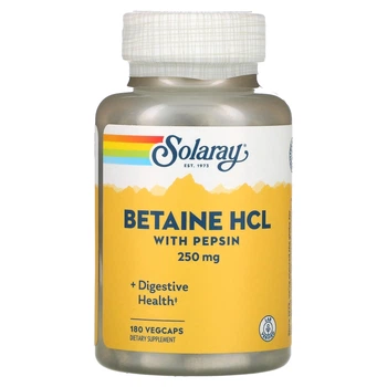 Бетаїн HCL + пепсин Solaray (HCL with Pepsin) 180 капсул SOR04816