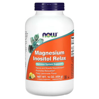 Магний с инозитолом NOW Foods "Magnesium Inositol Relax" расслабляющий, порошок со вкусом лимонада (454 г)