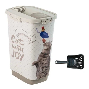Контейнер для хранения сухого корма котов и собак (капучино) Rotho MyPet Food Box Cody 25 л + Scoop (Cat/Dog) (7610859183187)