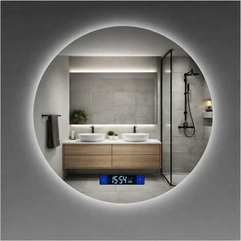 Дзеркало кругле LED ML - 07 70×70 см з підсвіткою, Smart-дисплеєм (годинник, температура) та підігрівом (антизапотівання)