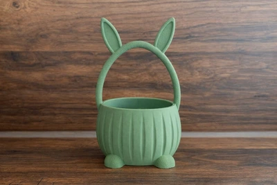 Корзина Пасхальная С Ушами Кролика Easter Basket With Bunny Ears Зеленый 17 См 3Д Печать