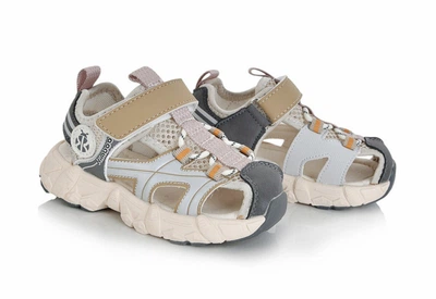 Сандалии 601 для мальчиков хаки-серые, сетка. Размер 23