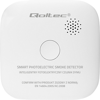 Датчик диму Qoltec Certified Wireless Smoke Detector with Battery (5901878526539)