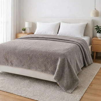 Плед м’який на диван і ліжко Cozy Touch LUX 200х230см (Євро), теплий фактурний плед-покривало Сірий