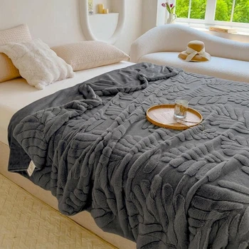 Плед ДВУСТОРОННИЙ на диван и кровать Luxury Blanket 200х230см (Евро двуспальный), теплый фактурный плед-покрывало Графитовый