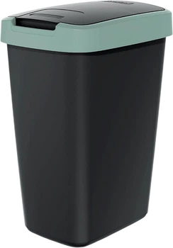 Відро для сміття Prosperplast Compacta Q прямокутне з кришкою 12 л Чорний/Зелений (5905197460819)