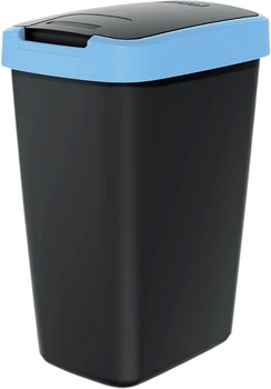 Відро для сміття Prosperplast Compacta Q прямокутне з кришкою 12 л Чорний/Блакитний (5905197460796)