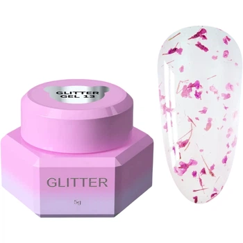 YOU ARE CUTE Glitter Gel №13 Прозорий гель з сухоцвітами, 5 мл