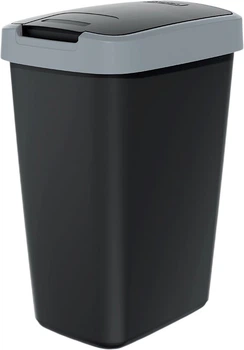 Відро для сміття Prosperplast Compacta Q прямокутне з кришкою 12 л Чорний/Сірий (5905197460802)