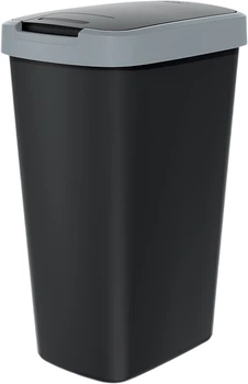 Відро для сміття Prosperplast Compacta Q прямокутне з кришкою 45 л Чорний/Сірий (5905197460901)