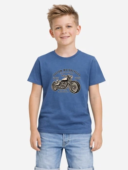 Подростковая футболка для мальчика Наталюкс Motorcycle 12380583917 158-164 см Джинс (1238058391771)