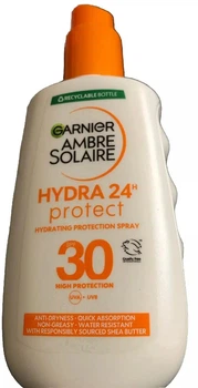 Водостойкий солнцезащитный лосьон 200 мл Protect SPF30 Garnier Ambre Solaire Hydra 24H