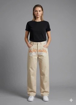 Джинси H&M 38 Бежевий 1067296_полум'я