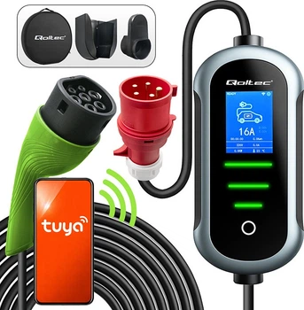 Mobilna ładowarka do samochodu elektrycznego Qoltec EV z regulacją 2 w 1 Type 2 7 kW 5 m (5901878527215)