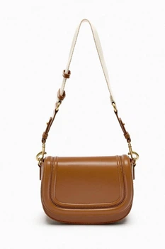 Жіноча сумка-кросбоді Zara Shoulder Bag Коричнева Широкий ремінь