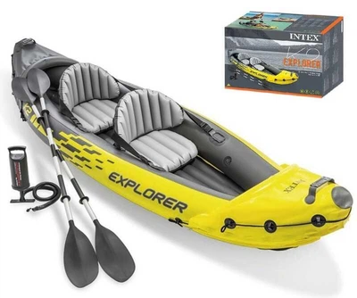 Надувной каяк Intex 68307 Explorer K2 – двухместная байдарка для активного отдыха на воде, 312 x 91 x 51 см (IND-68307)