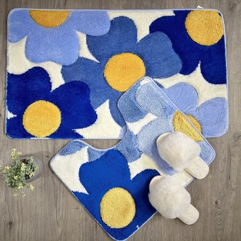 Килимки для ванної Banyolin Deluxe двійка 60х100см, 50х60см DLX12_blue_2