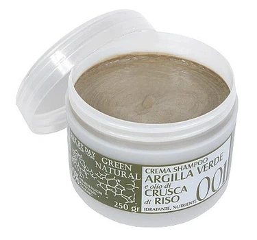 Крем-шампунь з зеленою глиною та рисовими висівками Alan Jey Crema Shampoo Argilla Verde E Olio Di Crusca Di Riso 250 мл