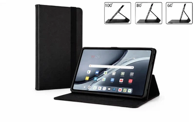 Чехол-книжка PlastGuard для CHUWI ETPad – эко-кожа, фиксация планшета ремешок, подставка Черный