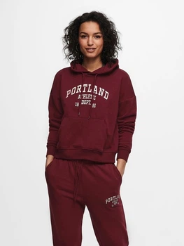 Худі ONLCOLLEGE LIFE L/S HOOD SWT 15235558 Cabernet ONLY XL Бордовий 15235558CABERNET XL