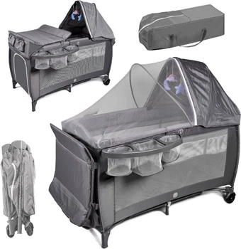 Łóżeczko dziecięce Ikonka składane dwupoziomowe max 15 kg 60 x 120 cm (5903039768611)